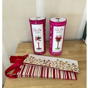 Lolita Love My Wine Set "My Fancy Christmas Bow" "And to All A Good Night"